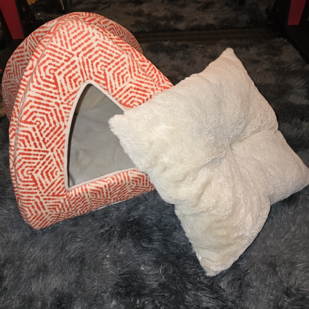 Cat bed with pillow insert